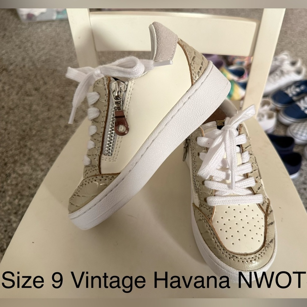 Vintage Havana Kids Sneakers - White, Cream and Gold